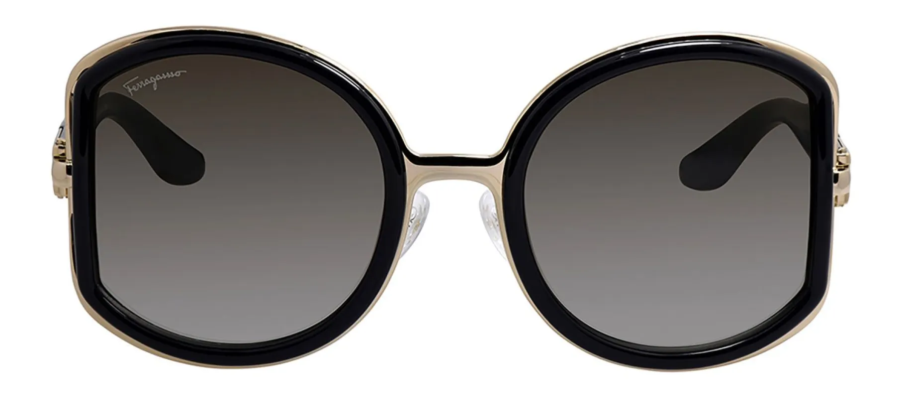 Salvatore Ferragamo SF 719S 001 Round Metal Black Sunglasses with Grey Gradient Lens sold by Gaffos