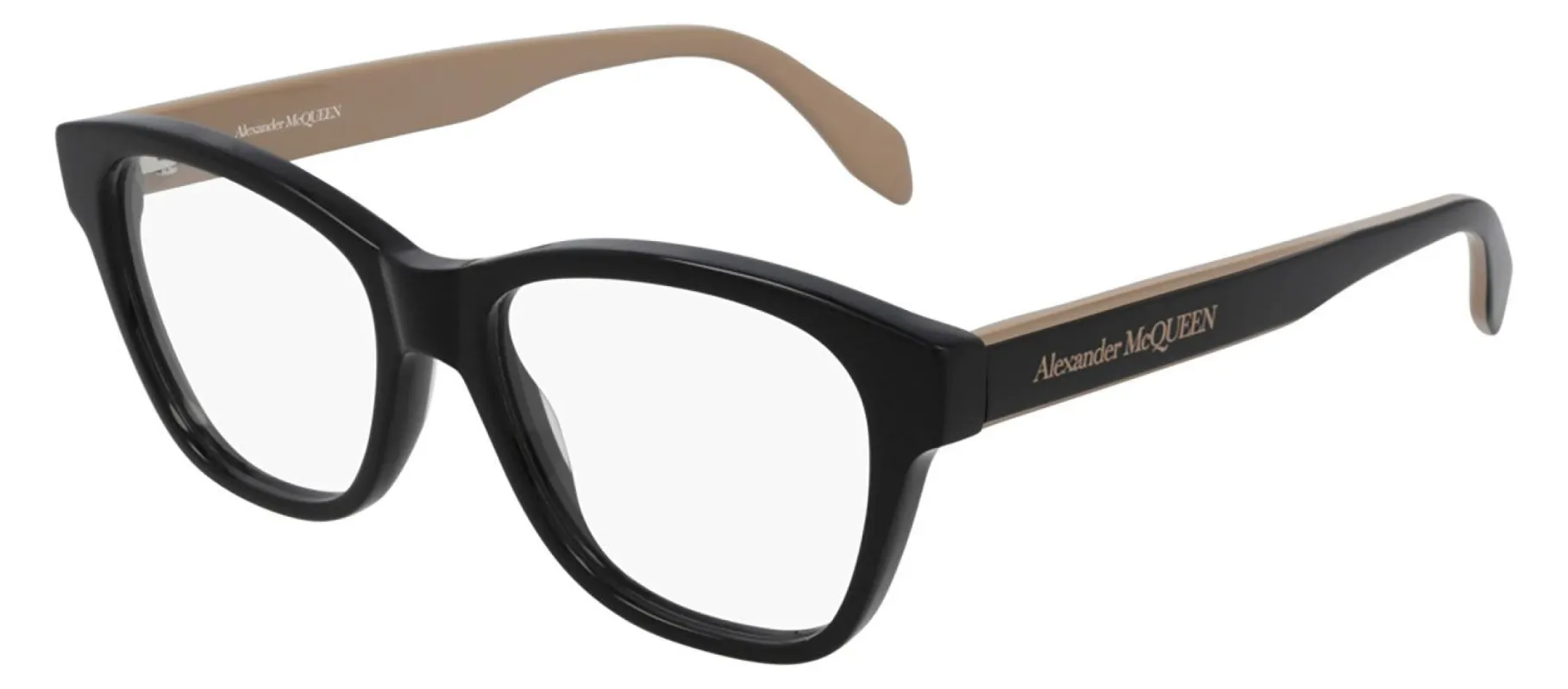 Alexander McQueen AM 0306O 004 Rectangle Acetate Black Eyeglasses with Demo Lens sold by Gaffos