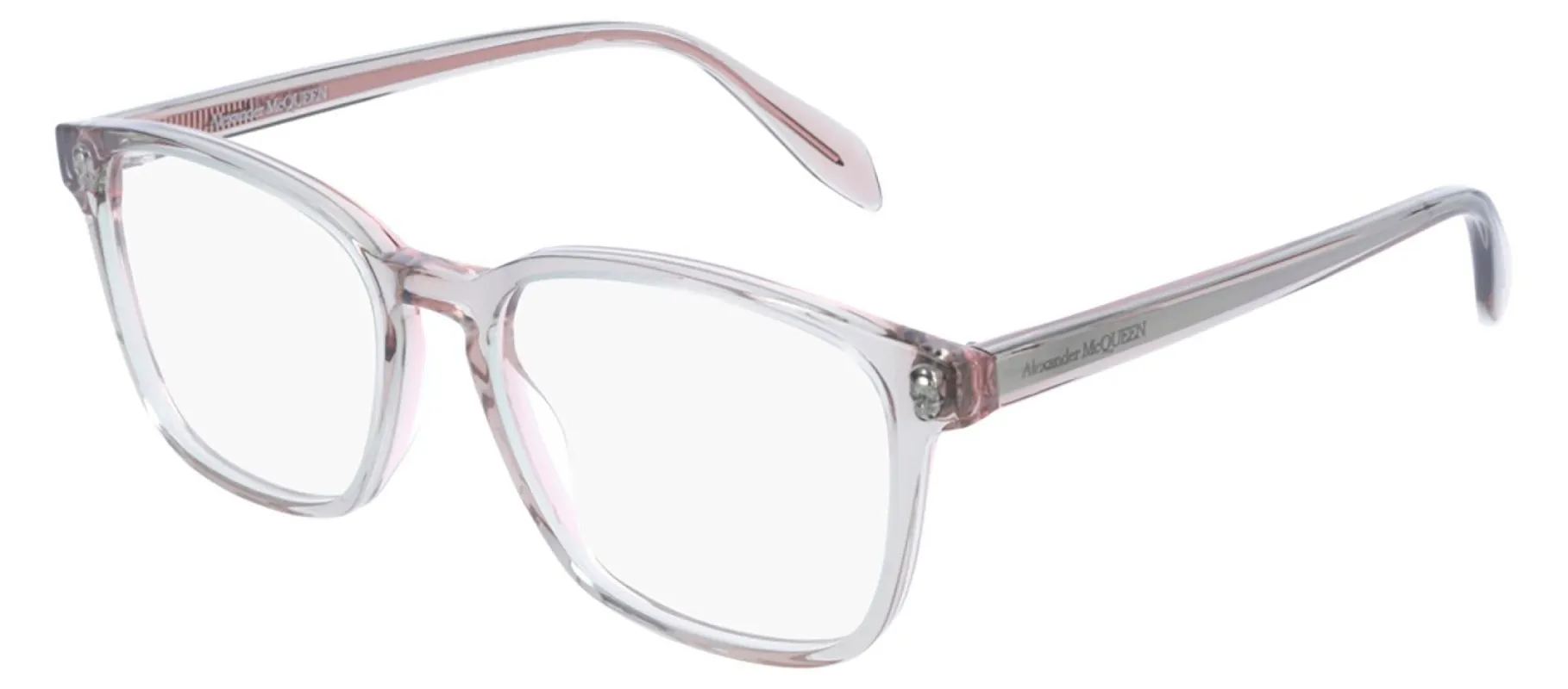 Alexander McQueen AM 0244O 003 Square Acetate Clear Eyeglasses with Demo Lens made by Alexander McQueen