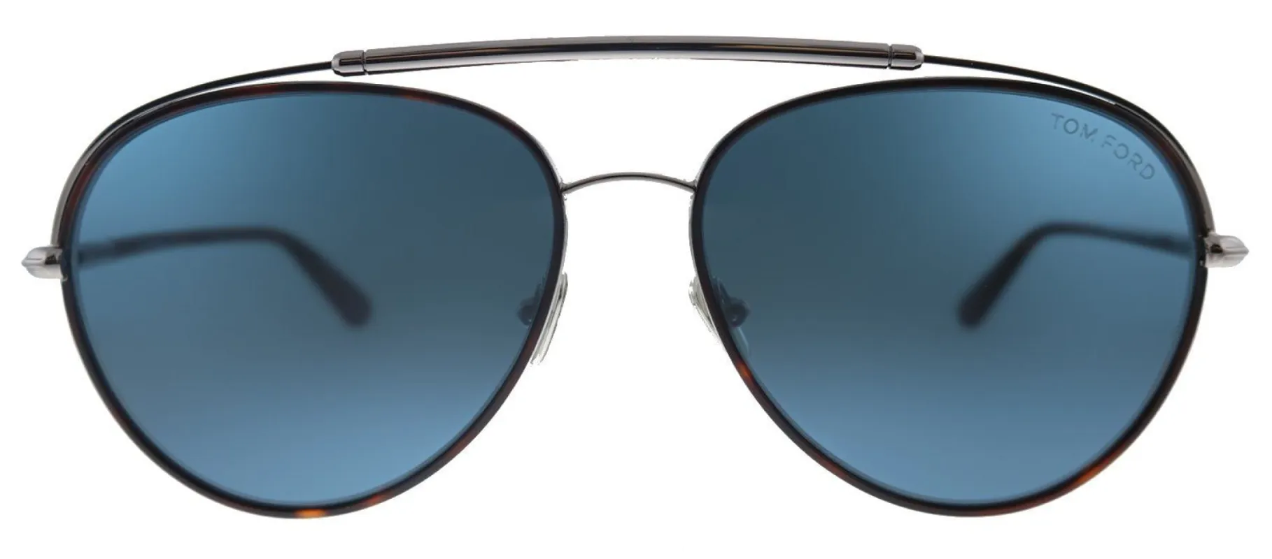Tom Ford Curtis TF 748 54V Pilot Metal Shiny Light Ruthenium Sunglasses with Dark Teal Lens sold by Gaffos