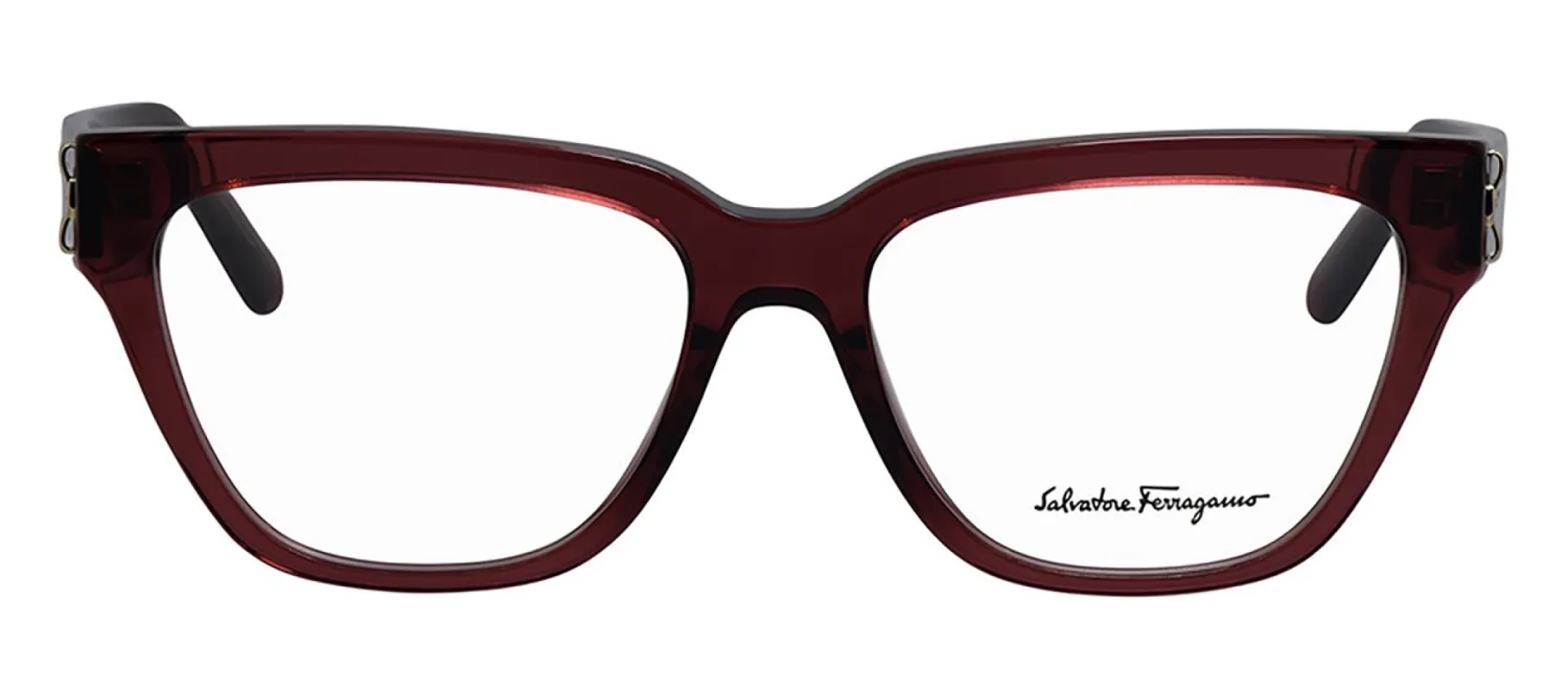 Salvatore Ferragamo SF 2893 604 Cat Eye Plastic Red Eyeglasses with Logo Stamped Demo Lenses made by Salvatore Ferragamo