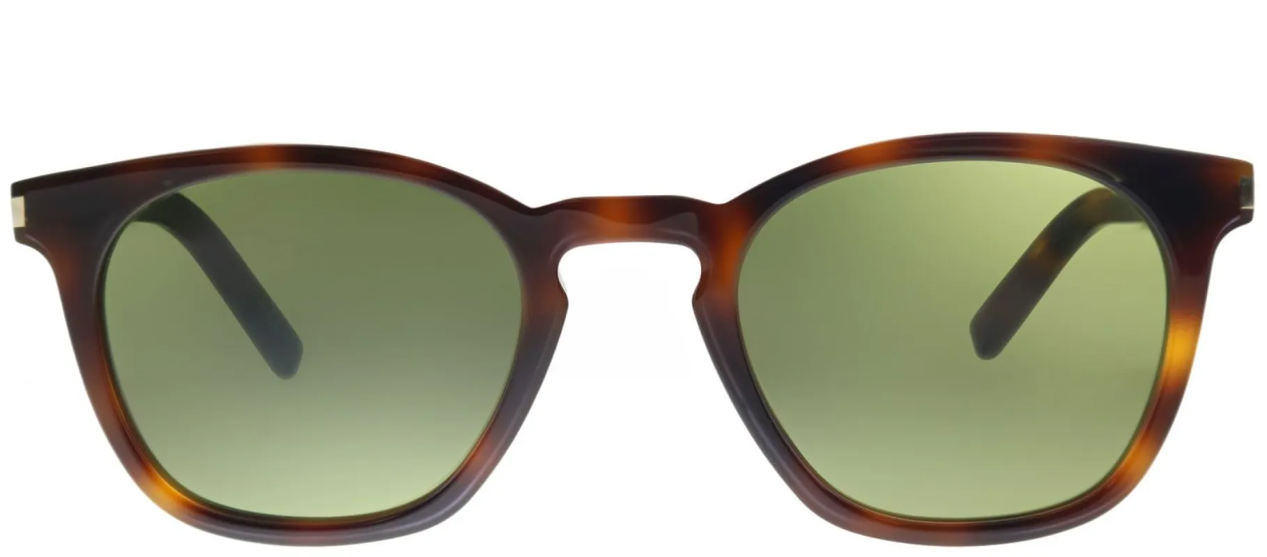 Saint Laurent Classic SL 28 003 Square Acetate Tortoise/ Havana Sunglasses with Green Lens made by Gaffos