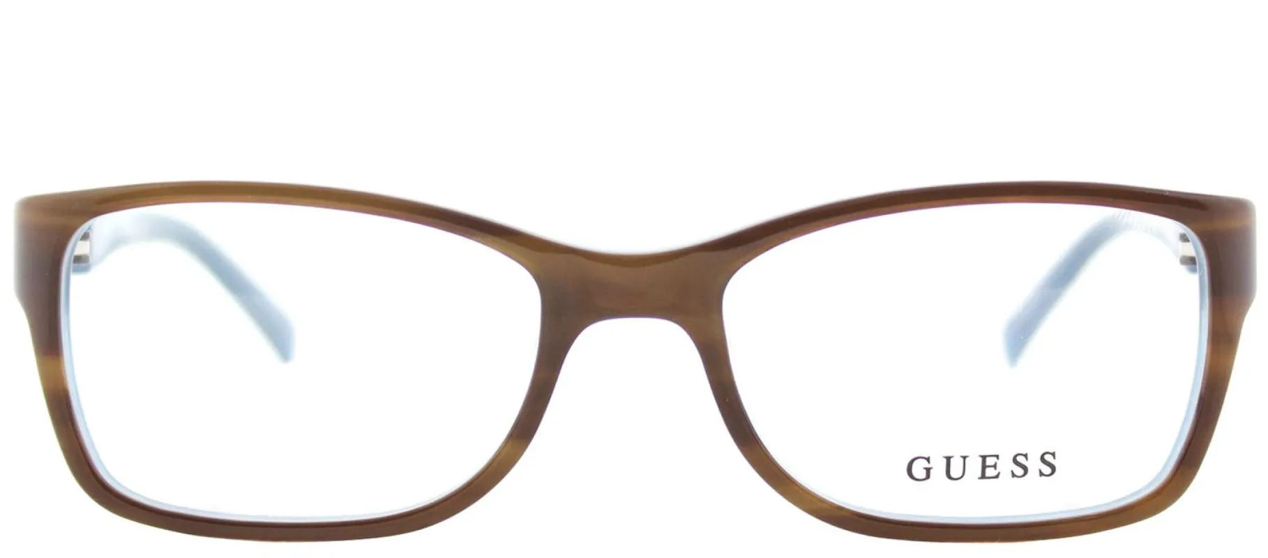 Guess GU 2406 E50 Cat-Eye Plastic Brown Eyeglasses with Demo Lens made by Gaffos