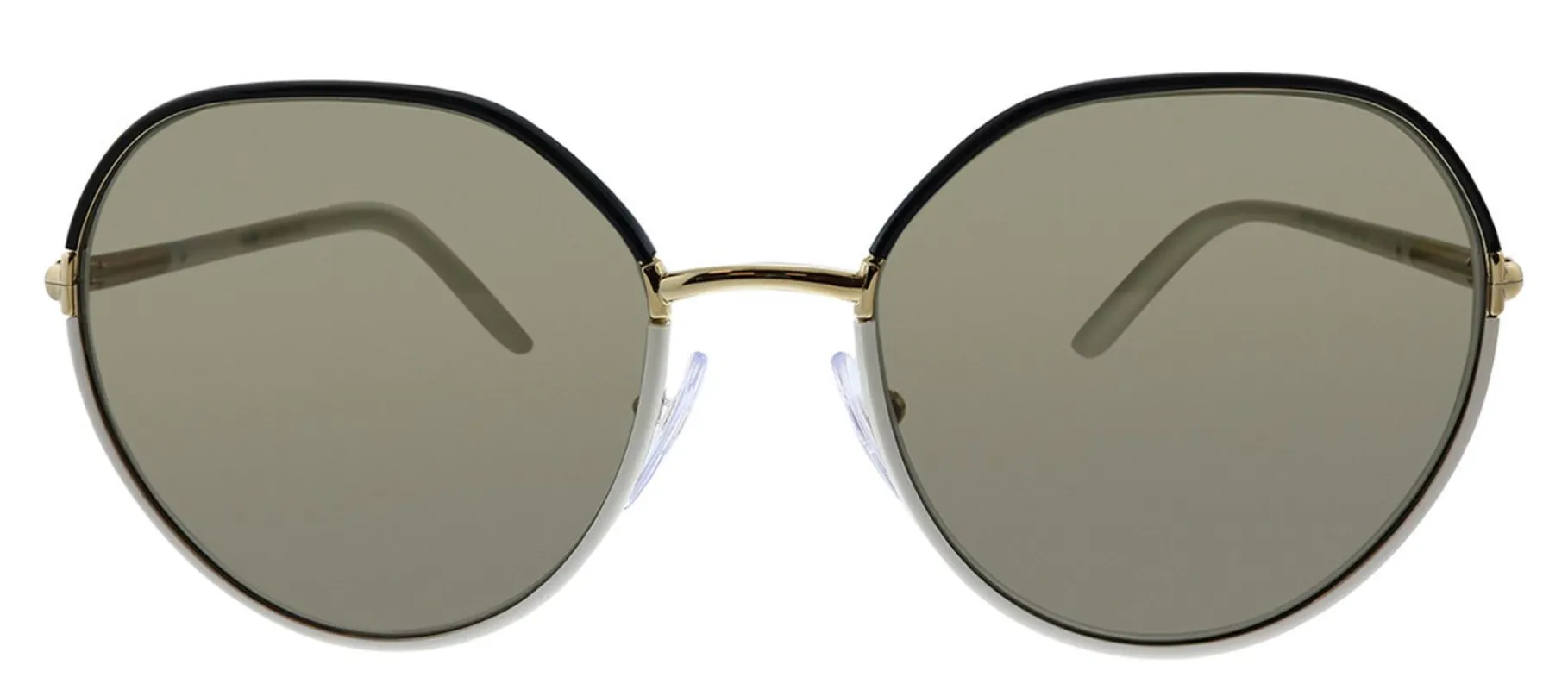 Prada PR 65XS YC45G1 Round Metal Black Sunglasses with Brown Lens sold by Gaffos