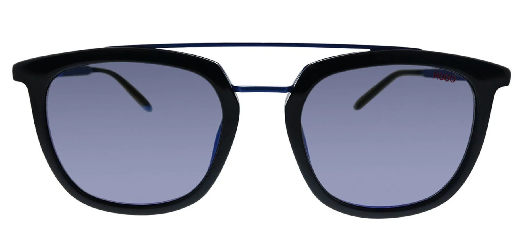 Hugo Boss BOSS HG1031/S 0VK Square Plastic Black Sunglasses with Blue Mirror Lens made by Gaffos