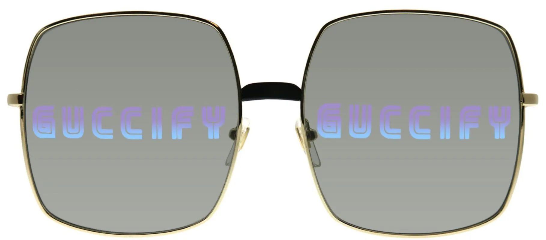 Gucci Gucci Logo GG 0414S 002 Square Metal Gold Sunglasses with Green Mirror Guccify Logo Lens sold by Gaffos