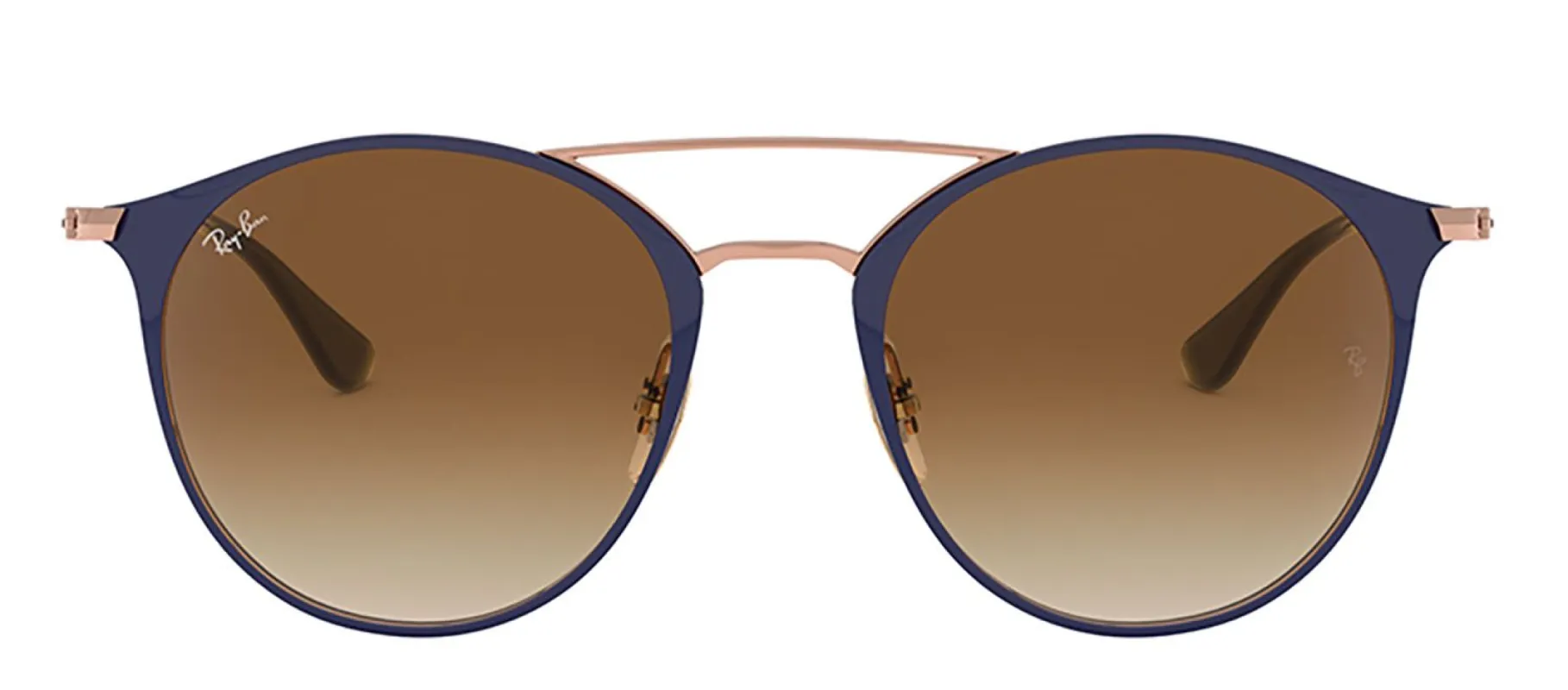 Ray-Ban RB 3546 917551 Round Metal Dark Blue Sunglasses with Light Brown Gradient Lens sold by Gaffos