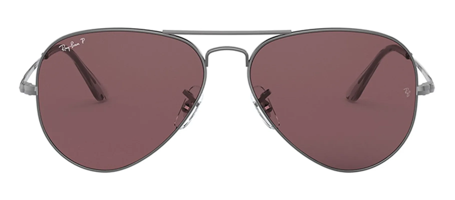 Ray-Ban RB 3689 004/AF Pilot Metal Polished Grey Sunglasses with Violet Lens sold by Gaffos
