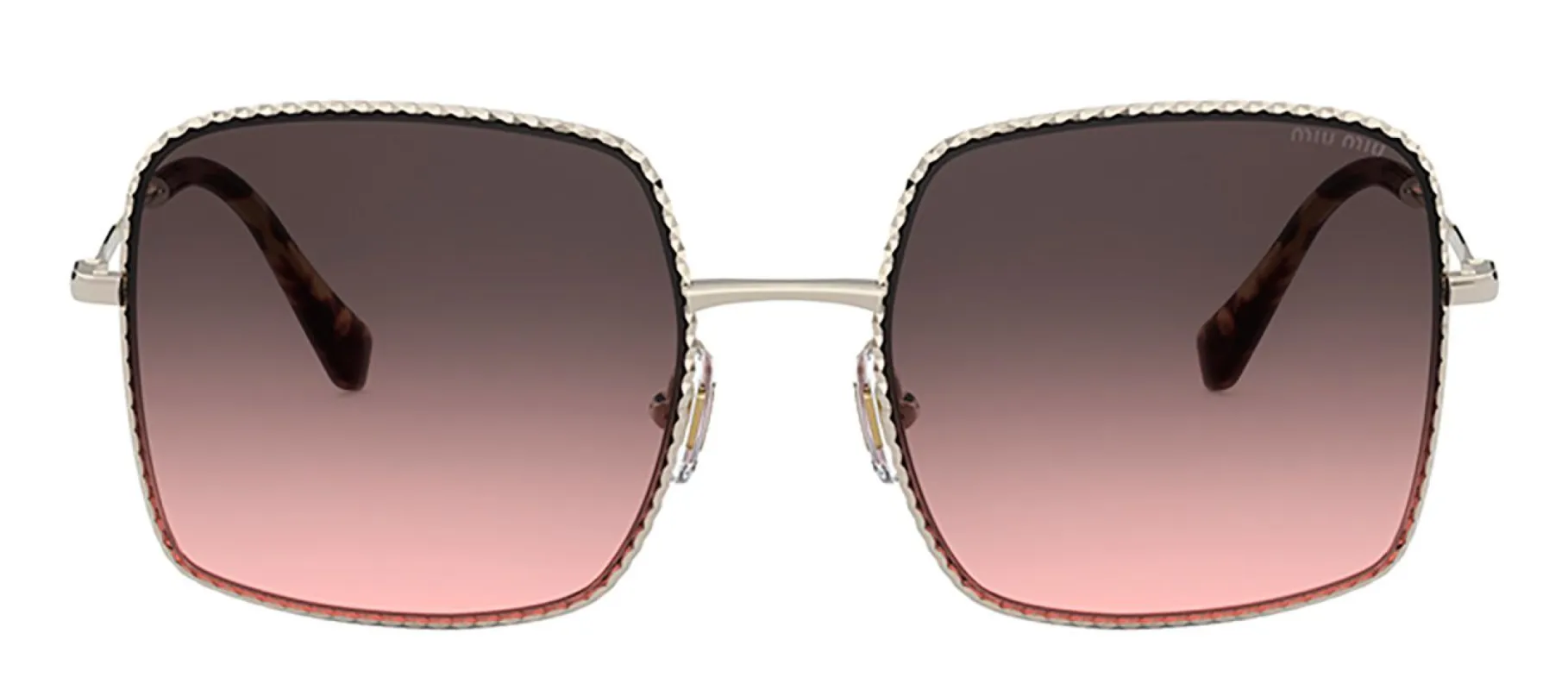 Miu Miu MU 61VS ZVN146 Geometric Metal Pale Gold Sunglasses with Pink Grey Gradient Lens sold by Gaffos