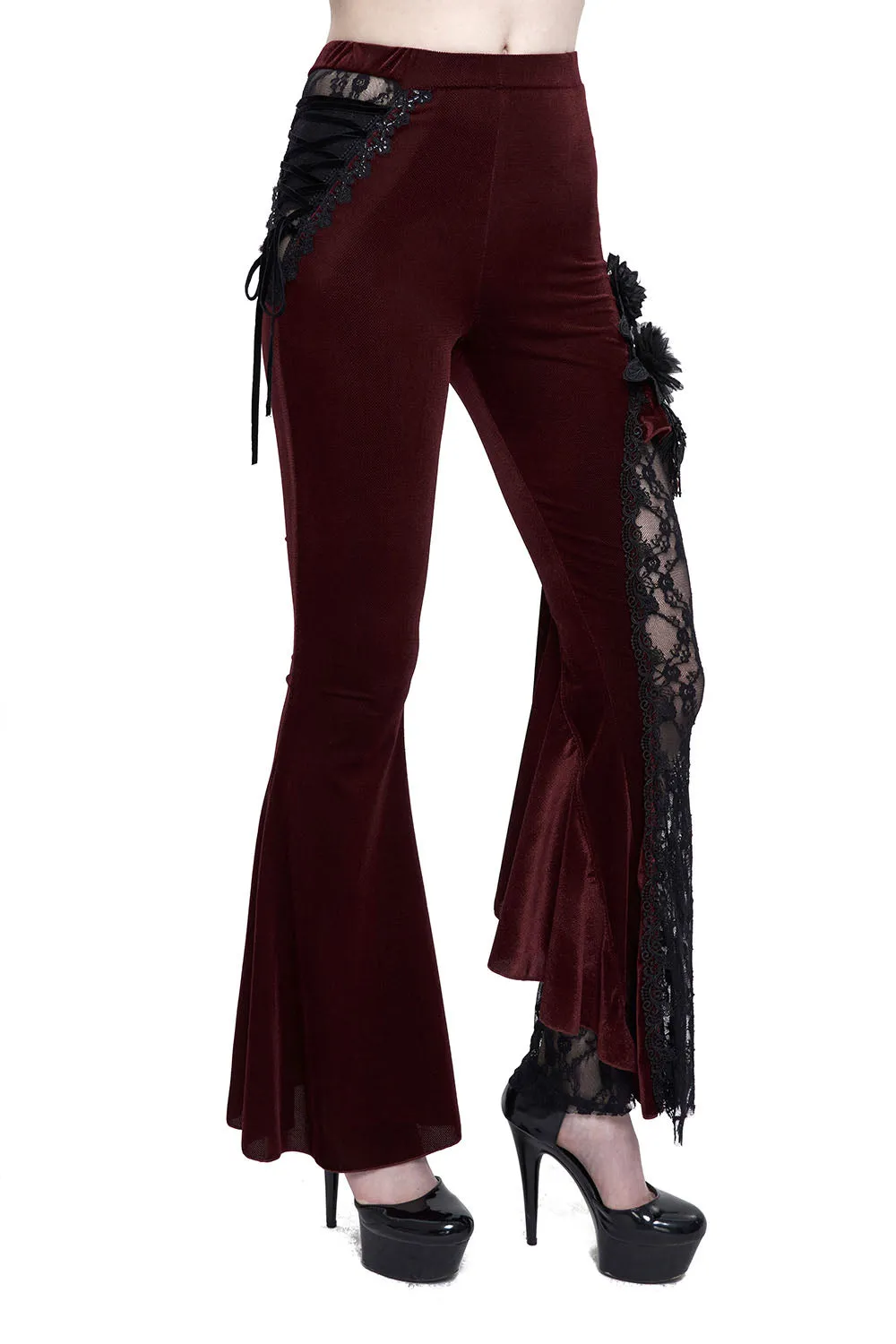 Red Wine Velvet Bell Bottoms sold by Vampire Freaks product image thumbnail 3