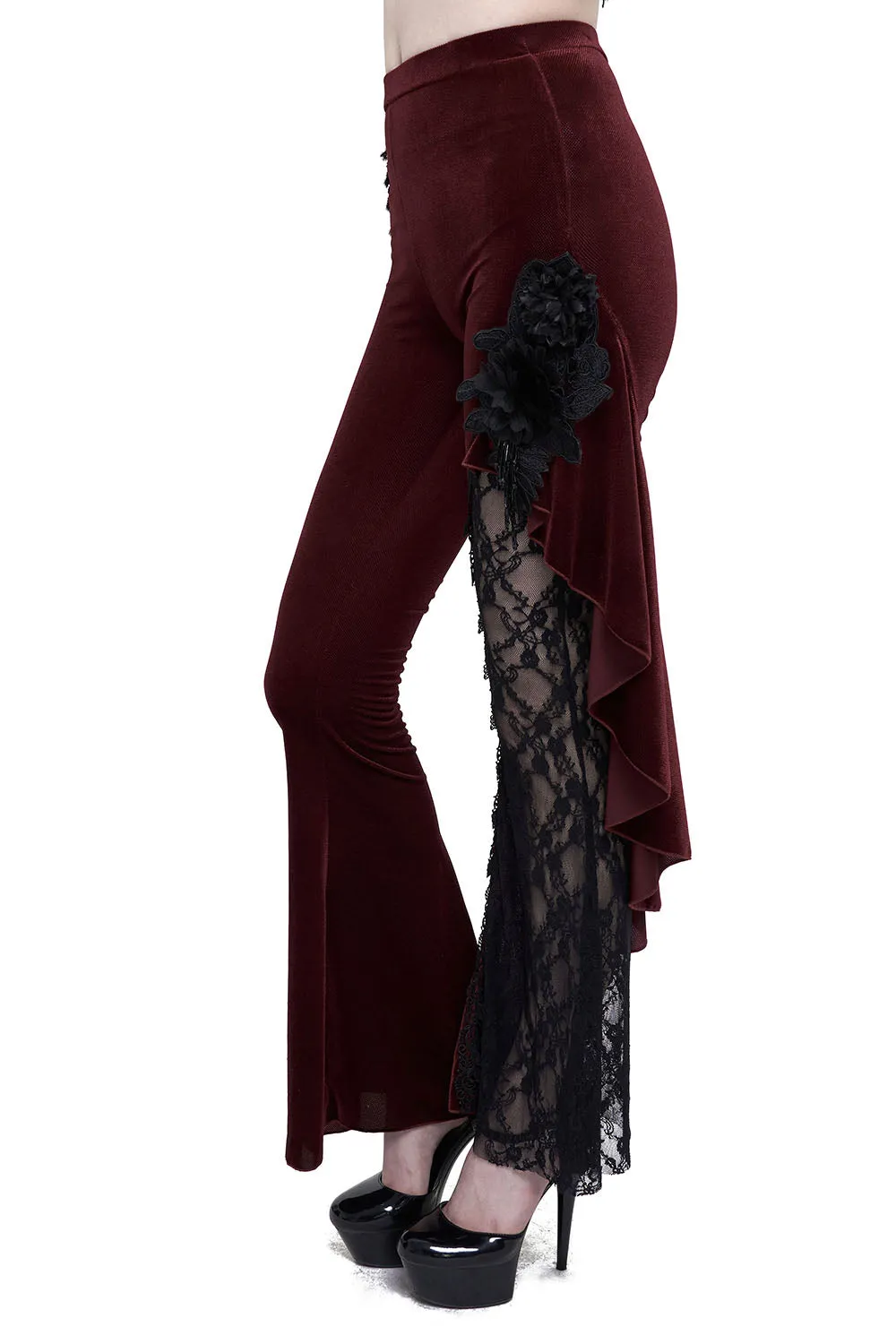 Red Wine Velvet Bell Bottoms sold by Vampire Freaks product image thumbnail 5