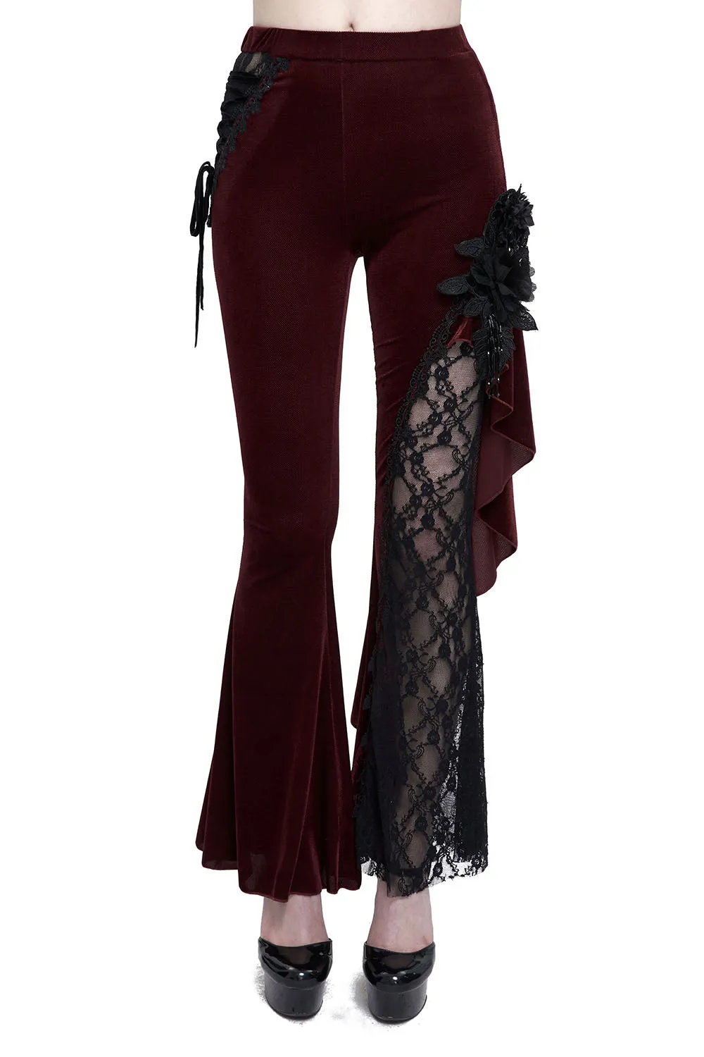 Red Wine Velvet Bell Bottoms sold by Vampire Freaks