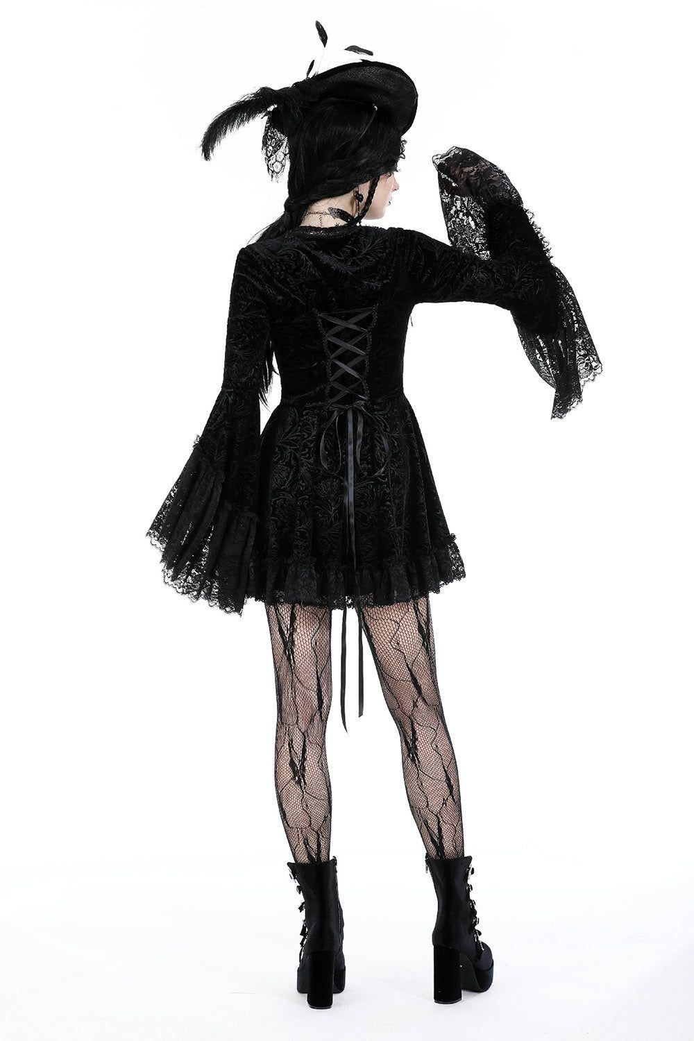 Coquette Flocked Vampire Velvet Dress sold by Vampire Freaks product image thumbnail 4
