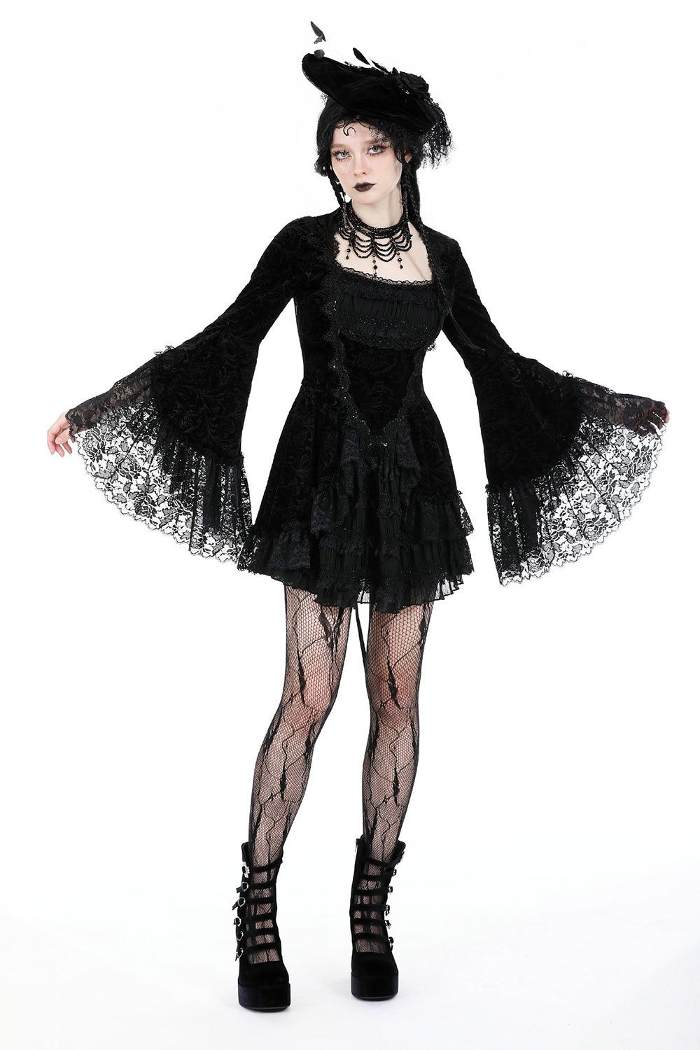 Coquette Flocked Vampire Velvet Dress sold by Vampire Freaks product image thumbnail 2