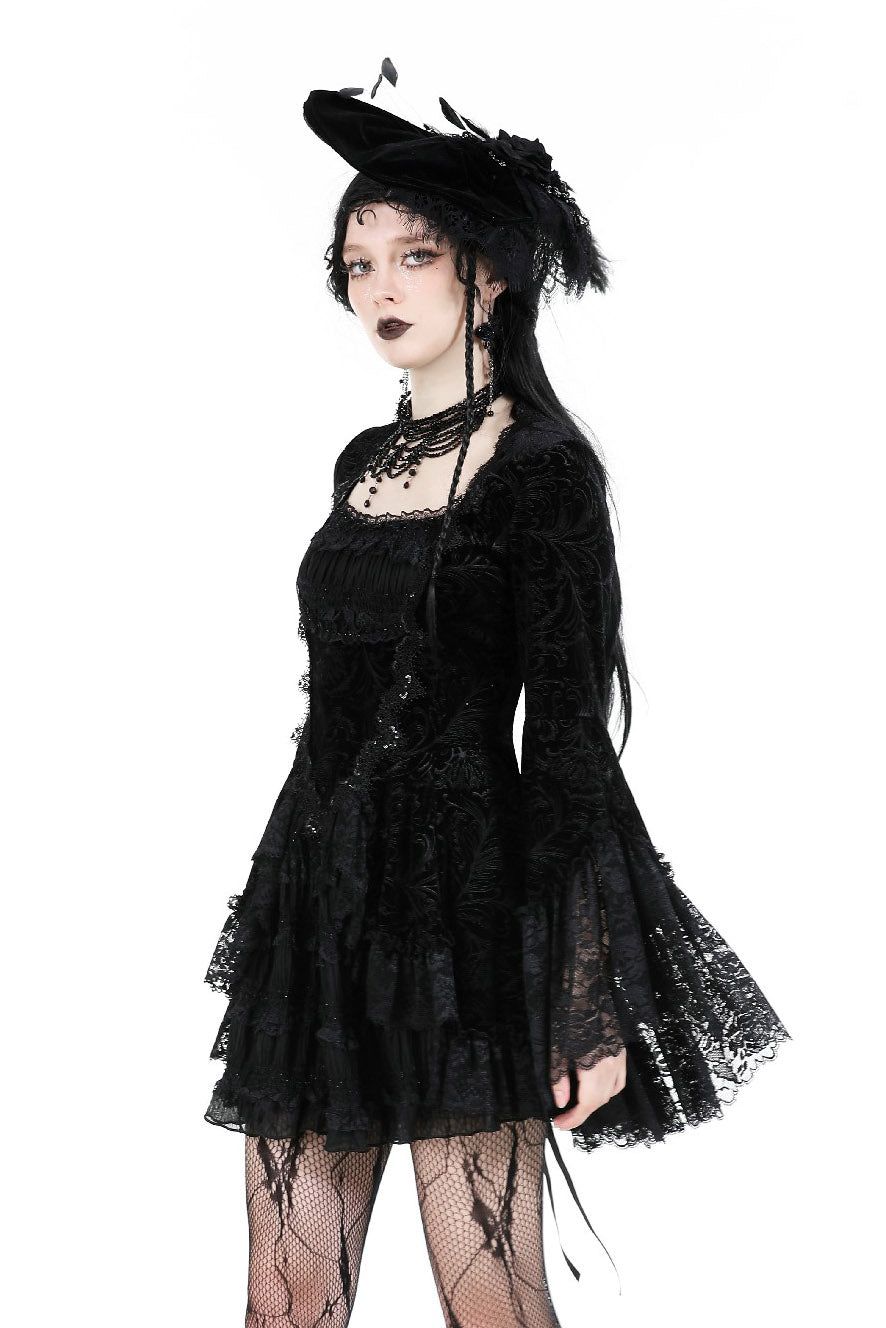 Coquette Flocked Vampire Velvet Dress sold by Vampire Freaks product image thumbnail 3