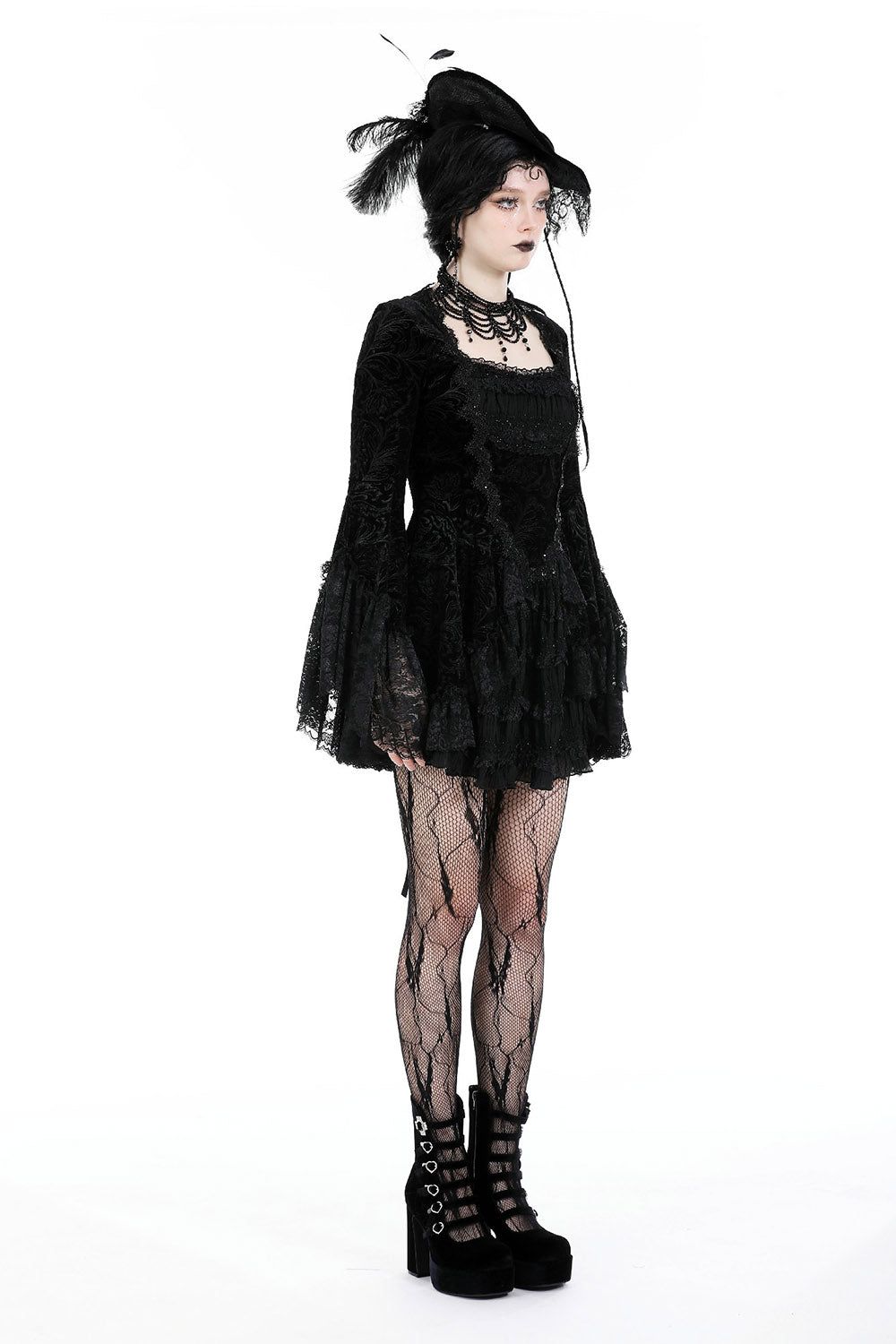 Coquette Flocked Vampire Velvet Dress sold by Vampire Freaks product image thumbnail 5