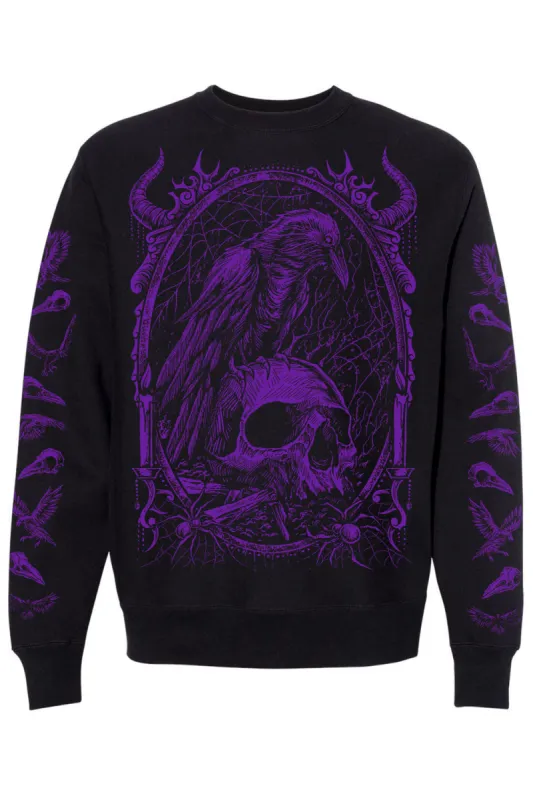 Death Raven Sweatshirt w/ Crow Sleeves [PURPLE] sold by Vampire Freaks