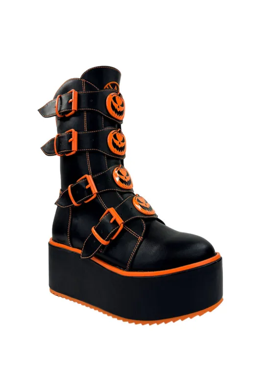 Dominion Jack O Lantern Platform Boots [BLACK/ORANGE] sold by Vampire Freaks