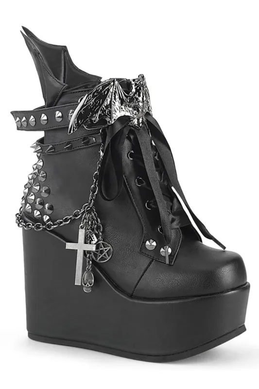 No Bat Days Wedge Boots [POISON-107-BVL] sold by Vampire Freaks