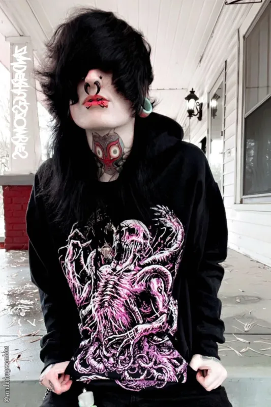 Gore Fiend Hoodie [PINK] [Zipper or Pullover] sold by Vampire Freaks