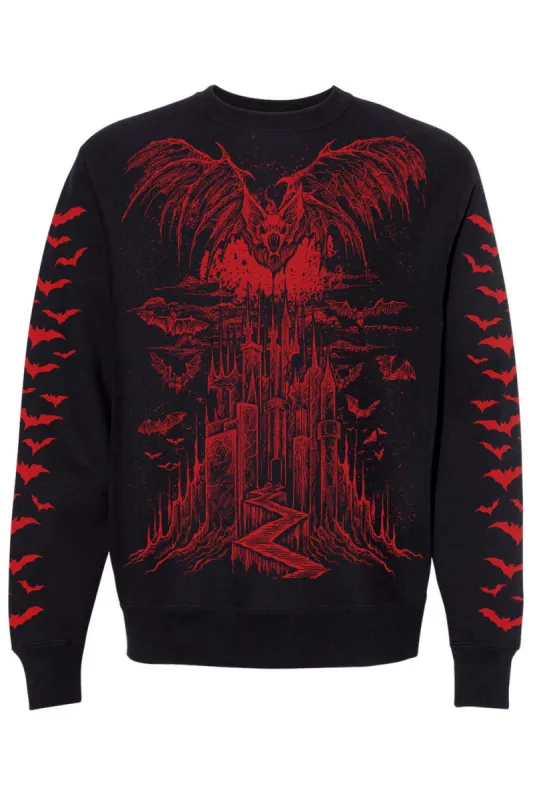 Vampire Castle Sweatshirt w/ Bat Sleeves [BLOOD RED] sold by Vampire Freaks