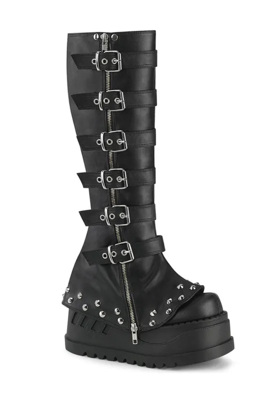 Black Mausoleum Knee-High Boots [STOMP-223] sold by Vampire Freaks