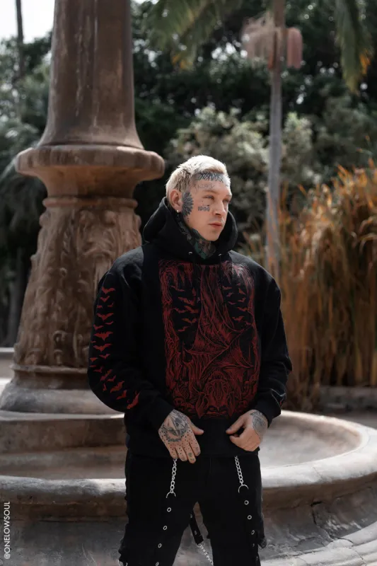 Bat Cave Hoodie [BLOOD RED] [Zipper or Pullover] sold by Vampire Freaks