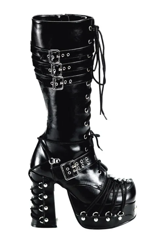 Corset Knee-High Punk Boots [CHA206/B/PU] sold by Vampire Freaks
