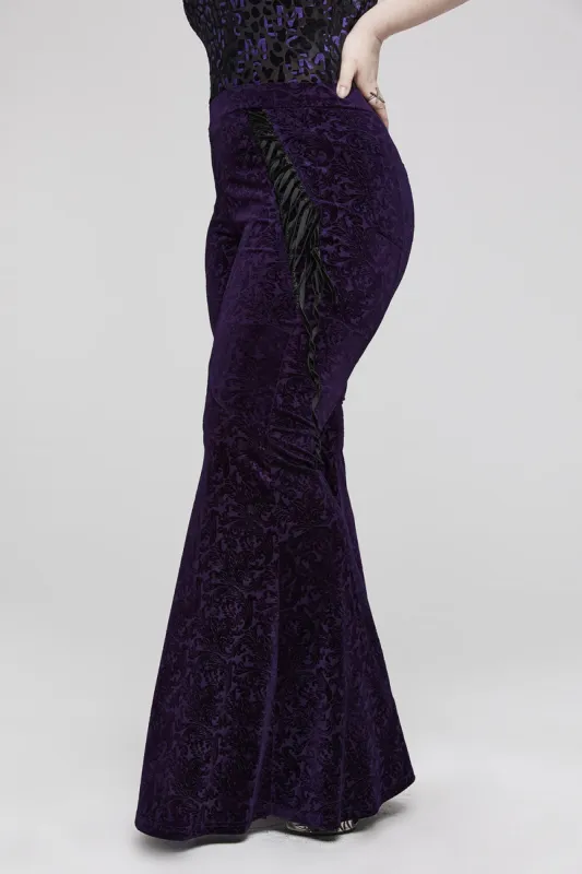 Violet Velvet Bell Bottoms [PURPLE] sold by Vampire Freaks