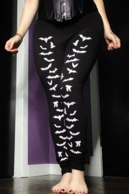 Vampire Bat Leggings [White Bats] sold by Vampire Freaks
