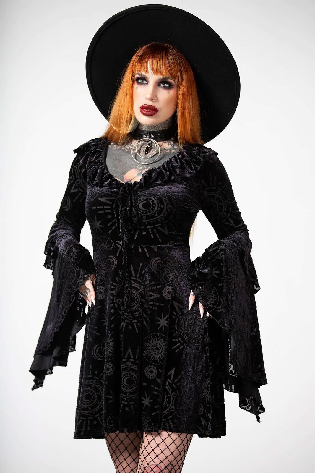 Celestite Long Sleeve Burnout Dress sold by Vampire Freaks product image thumbnail 2