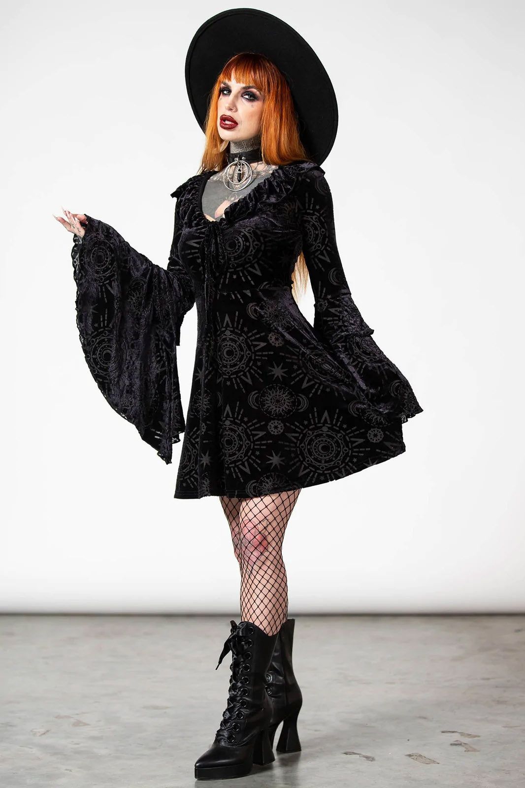 Celestite Long Sleeve Burnout Dress sold by Vampire Freaks