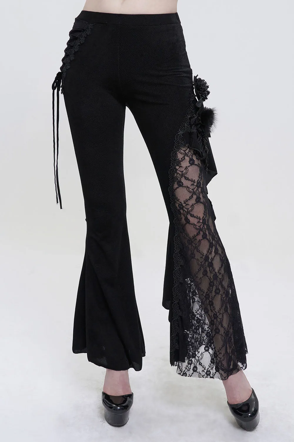 Velvet Vampire Goth Lace Flare Pants sold by Vampire Freaks