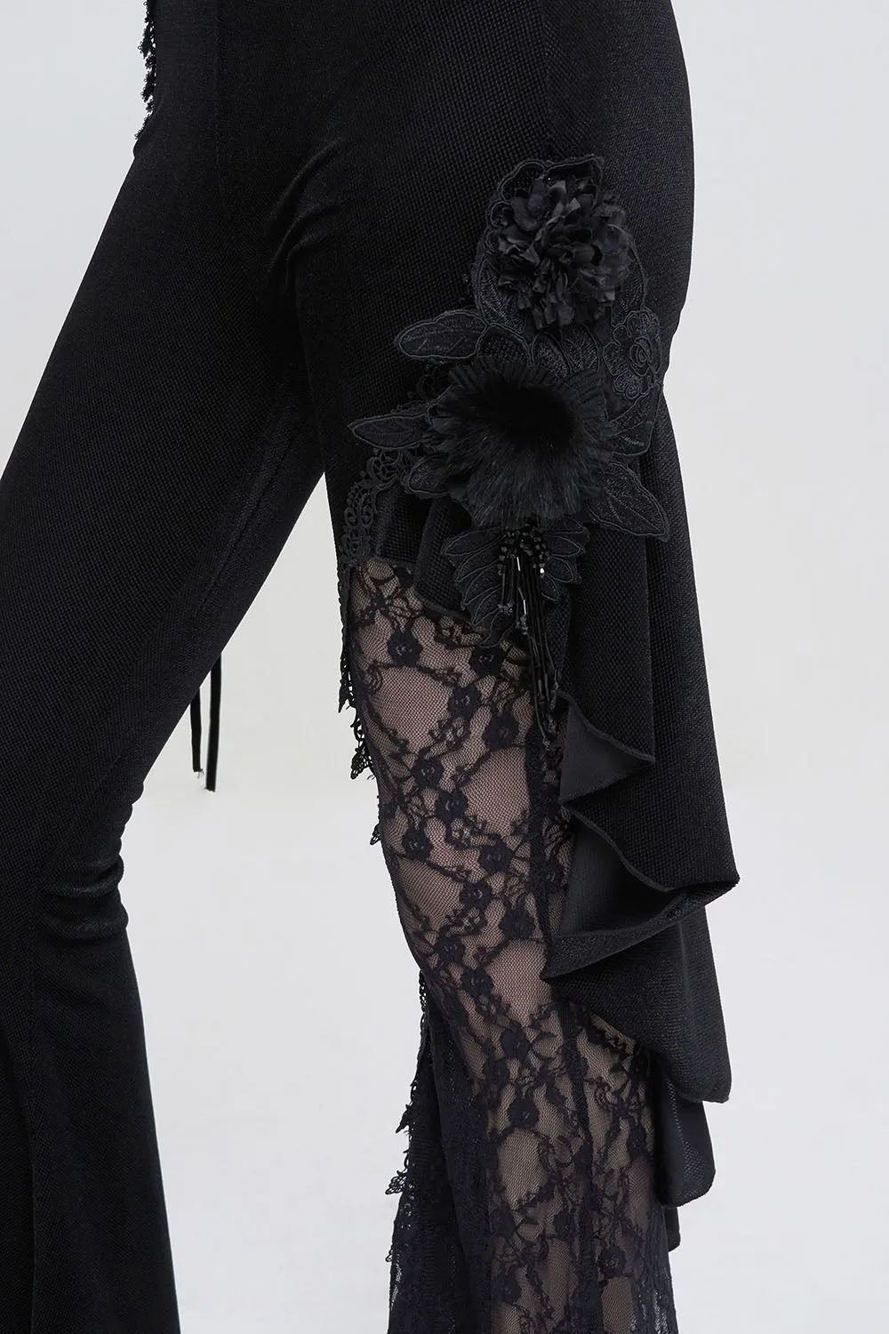 Velvet Vampire Goth Lace Flare Pants sold by Vampire Freaks product image thumbnail 3