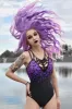 Bats in Purple Sky One Piece Swimsuit [BLACK/PURPLE] sold by Vampire Freaks