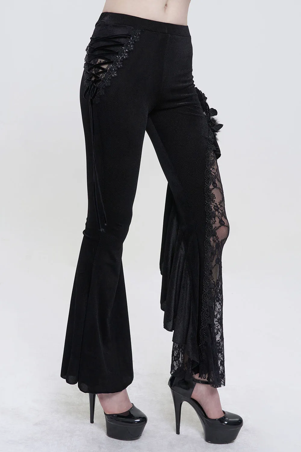 Velvet Vampire Goth Lace Flare Pants sold by Vampire Freaks product image thumbnail 2