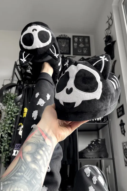 Skelekitty Slippers sold by Vampire Freaks