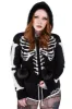 Bony Skeleton Cardigan Zip Up Sweater [BLACK/WHITE] sold by Vampire Freaks