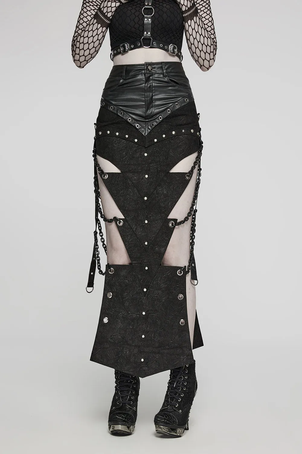 Executioner Eyelet Cutout Chain Skirt sold by Vampire Freaks product image thumbnail 3