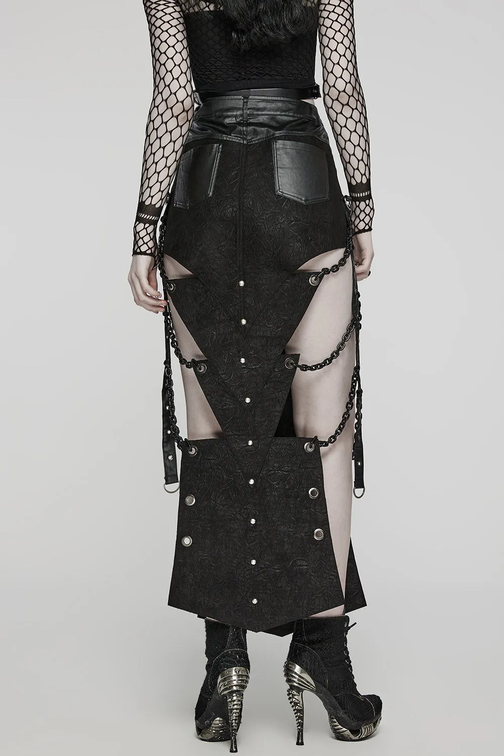 Executioner Eyelet Cutout Chain Skirt sold by Vampire Freaks product image thumbnail 5