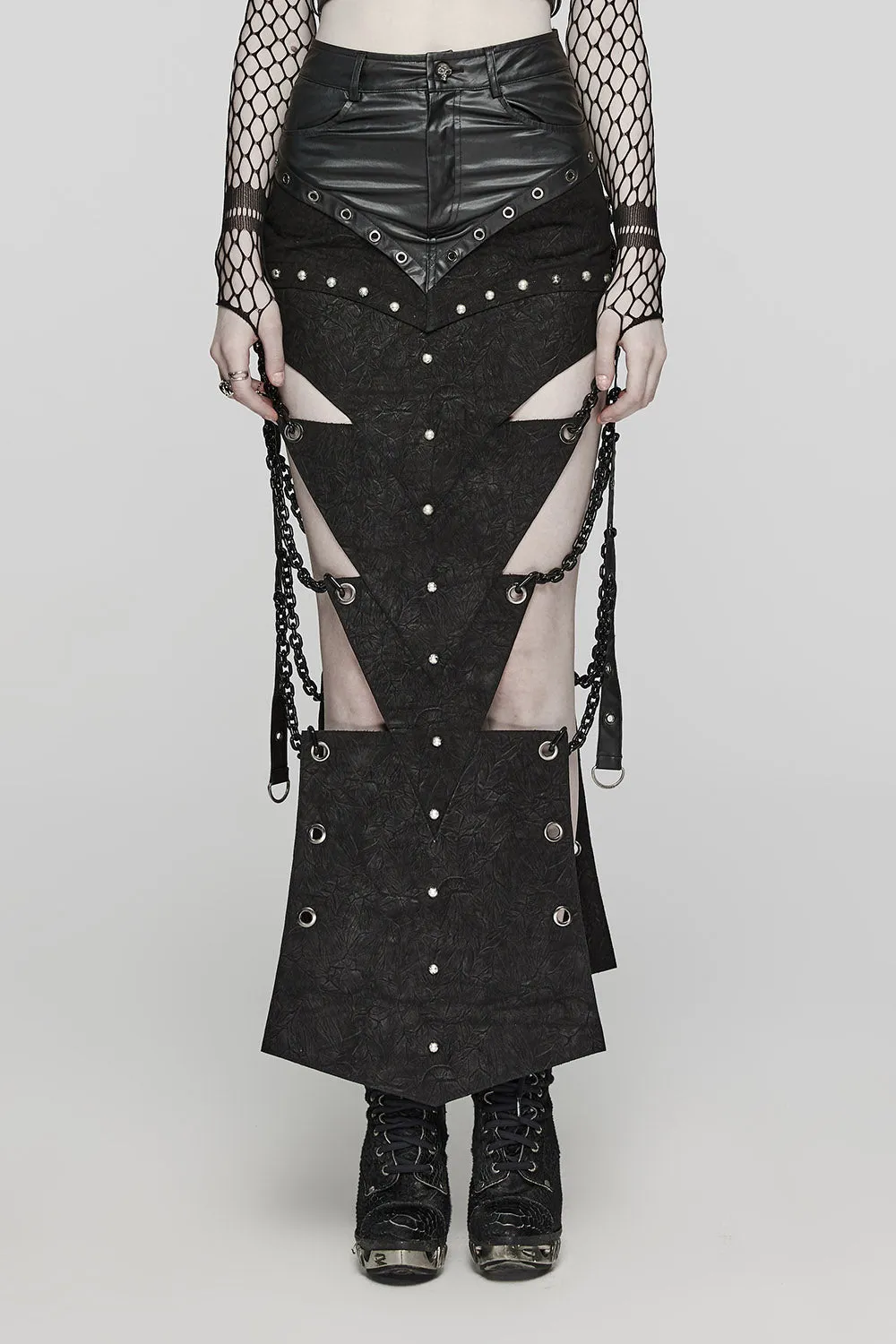 Executioner Eyelet Cutout Chain Skirt sold by Vampire Freaks product image thumbnail 2