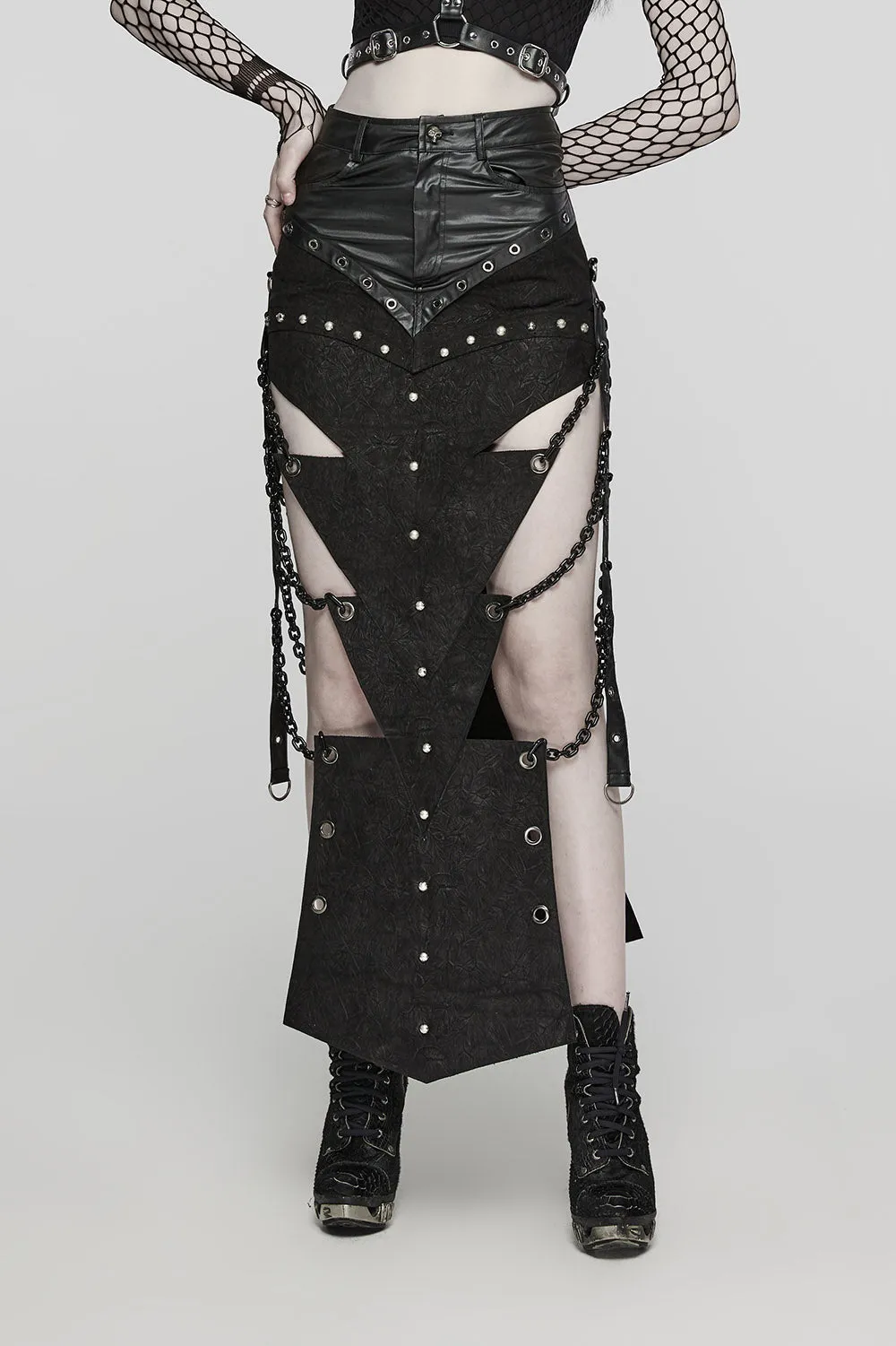 Executioner Eyelet Cutout Chain Skirt sold by Vampire Freaks