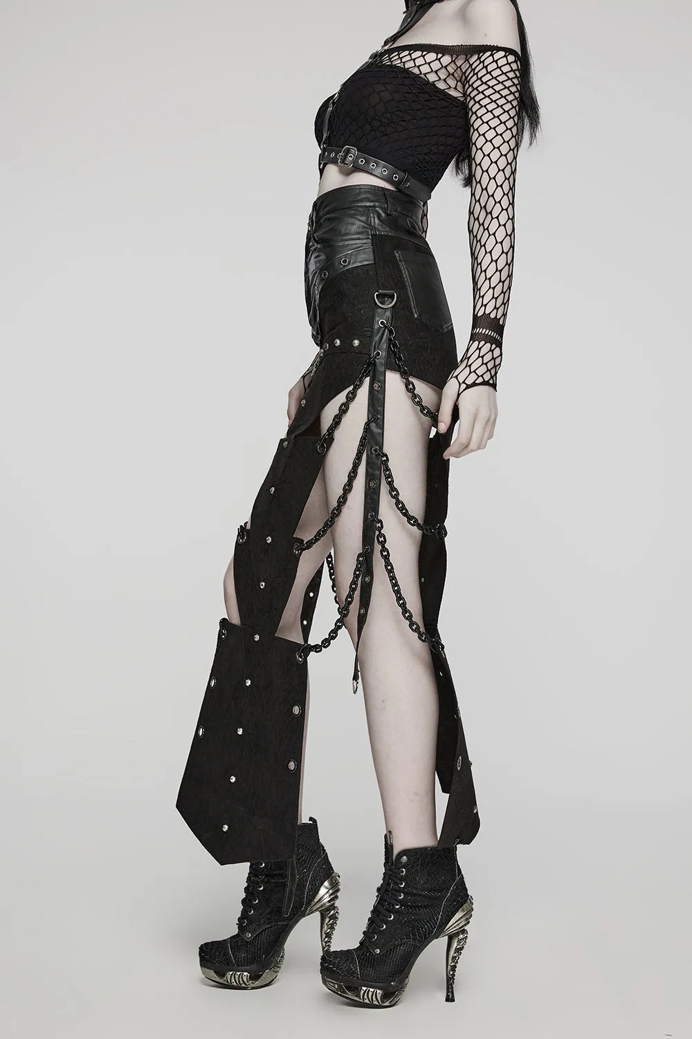 Executioner Eyelet Cutout Chain Skirt sold by Vampire Freaks product image thumbnail 4