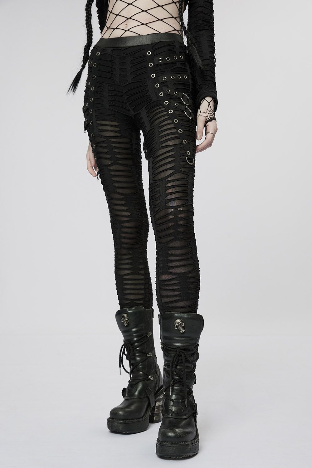 Eat My Dust Distressed Leggings sold by Vampire Freaks