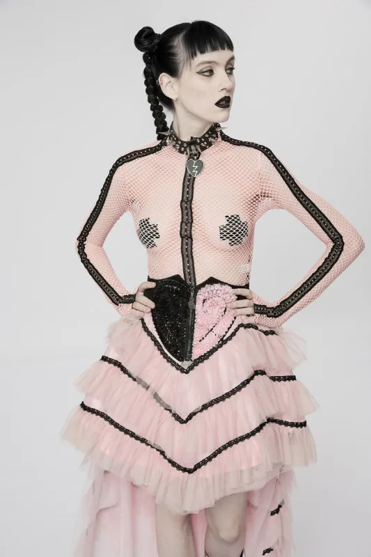 Pink Sabbath Fishnet Top [PASTEL PINK] sold by Vampire Freaks