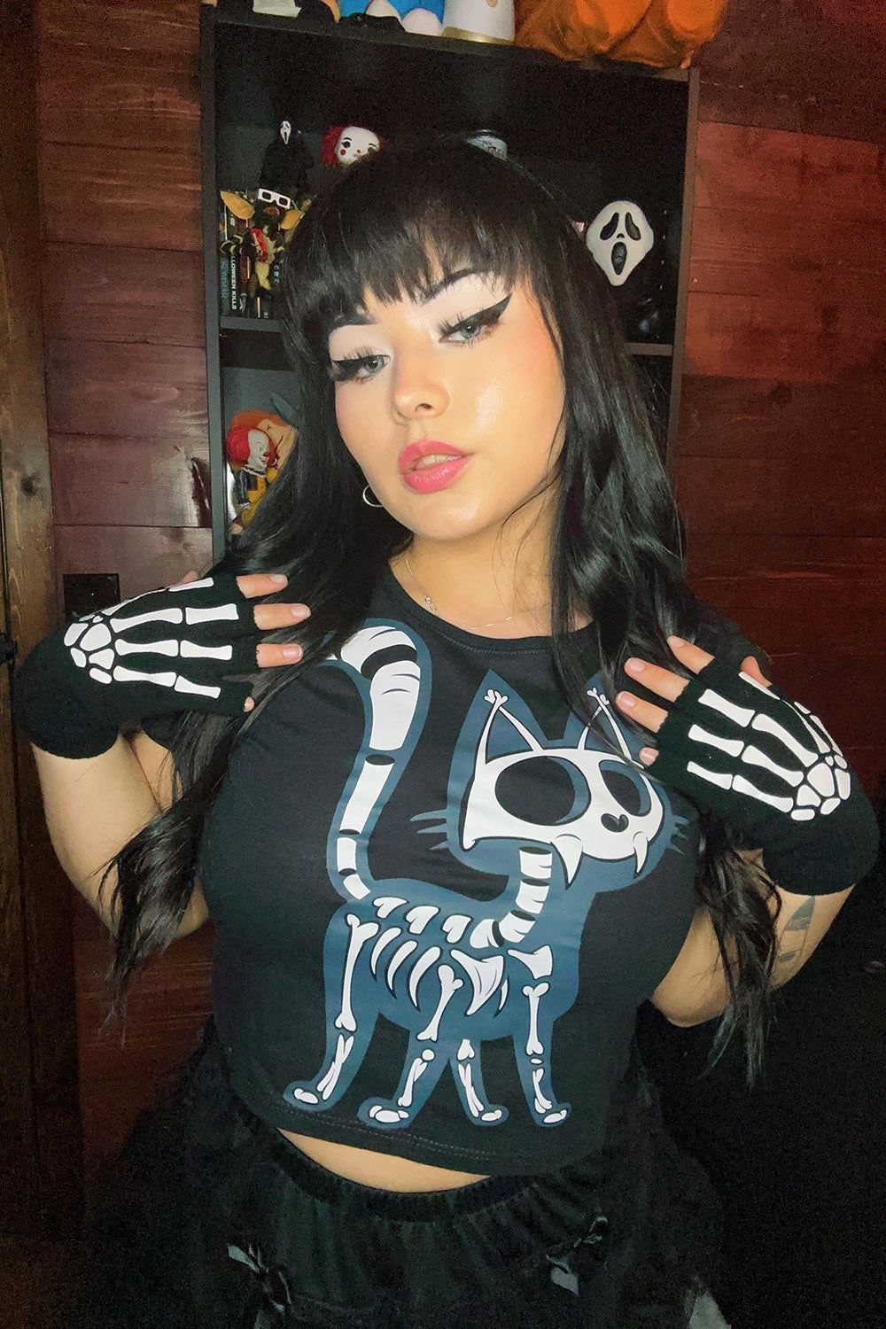 Skelekitty Crop Top sold by Vampire Freaks