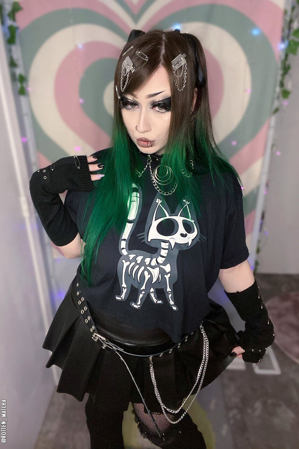 Skelekitty Crop Top sold by Vampire Freaks product image thumbnail 4