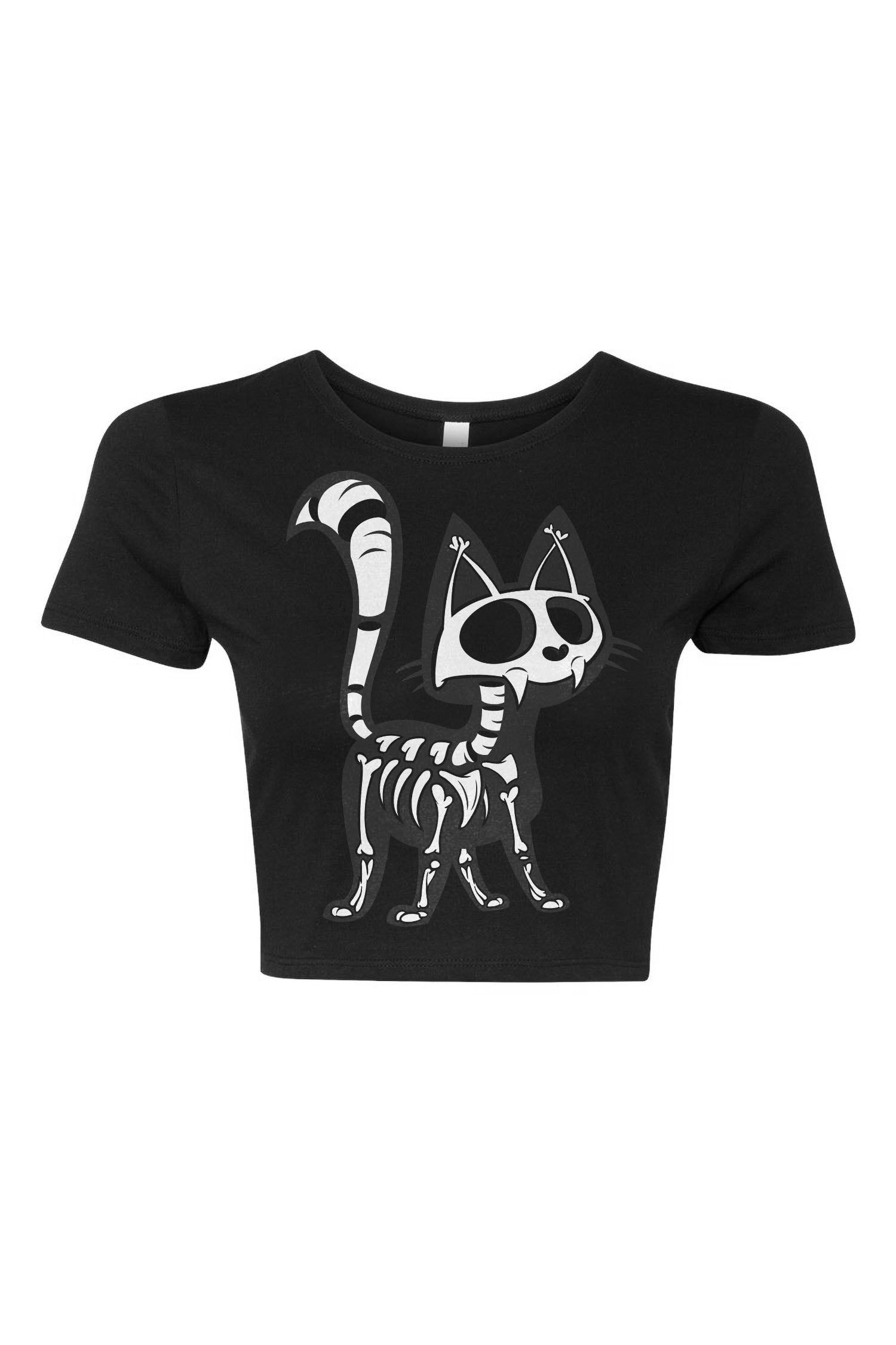 Skelekitty Crop Top sold by Vampire Freaks product image thumbnail 5