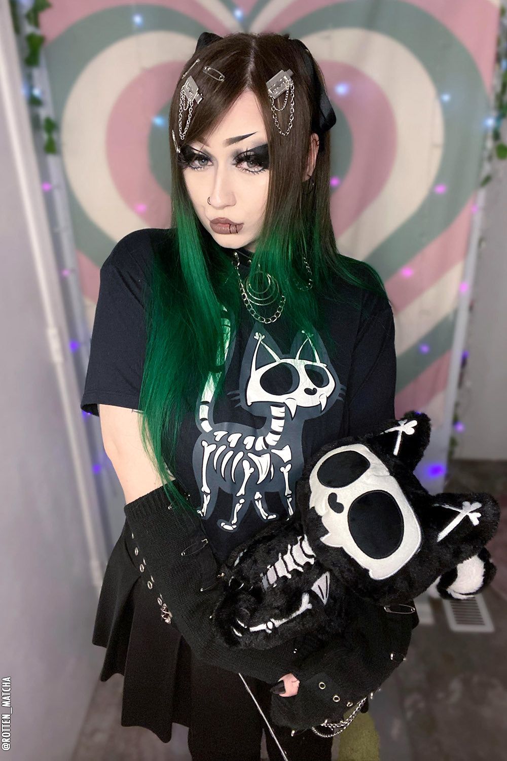 Skelekitty Crop Top sold by Vampire Freaks product image thumbnail 2