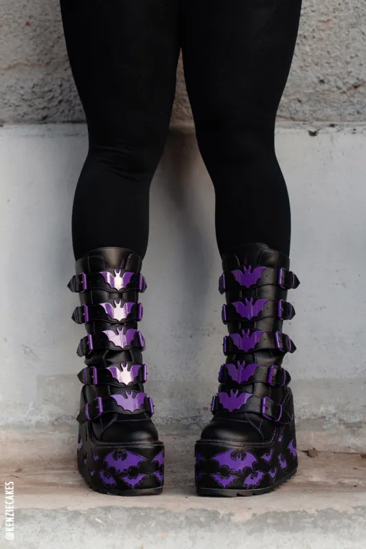Dune Bat Platform Boots [BLACK/PURPLE] sold by Vampire Freaks